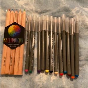 multi-colored colored pencils, 10 markers